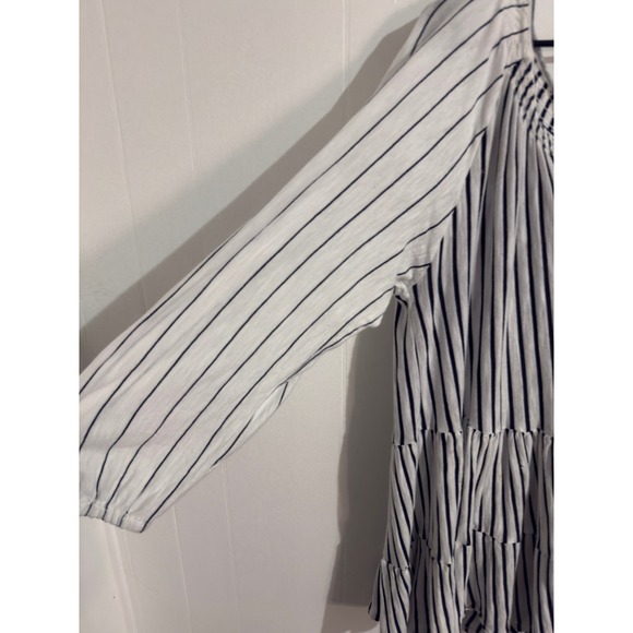 Maeve Anthropologie Tunic Women 2X Blue White Striped Good Tiered Long Sleeve - Picture 3 of 6